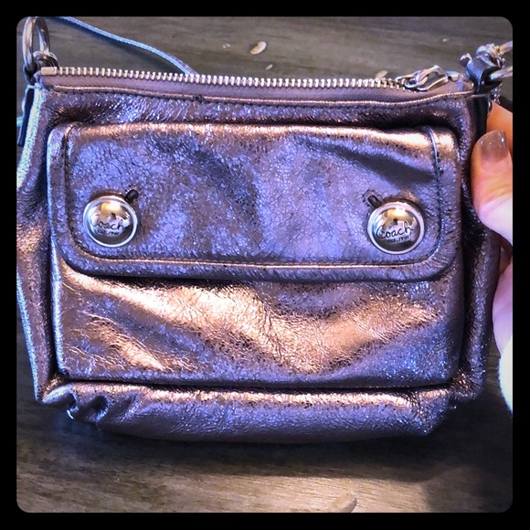 Coach Handbags - Shiny Silver COACH crossbody. Good condition